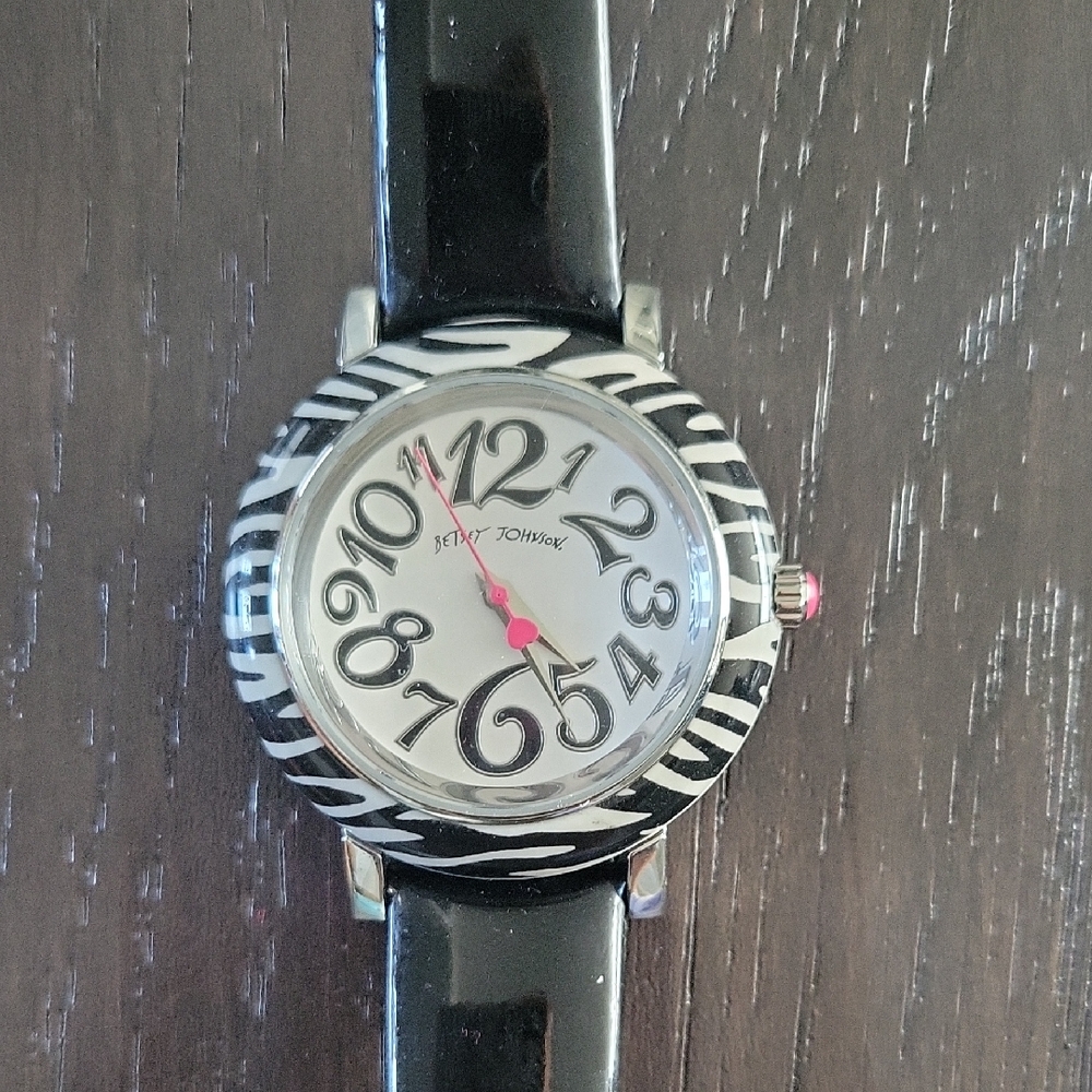 Betsey Johnson Black and White Zebra Watch